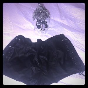 Faux leather black shorts